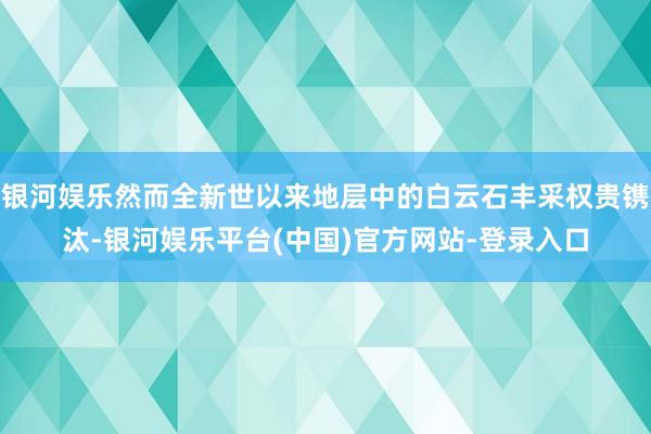 银河娱乐然而全新世以来地层中的白云石丰采权贵镌汰-银河娱乐平台(中国)官方网站-登录入口