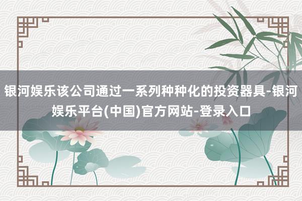 银河娱乐该公司通过一系列种种化的投资器具-银河娱乐平台(中国)官方网站-登录入口